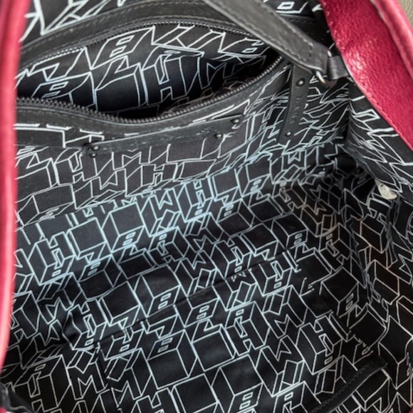 L.A.M.B. by Gwen Stefani real leather large shoulder tote bag raspberry red - Picture 12 of 16